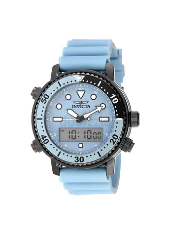 Invicta mens analog-digital sport watch with light blue silicone strap