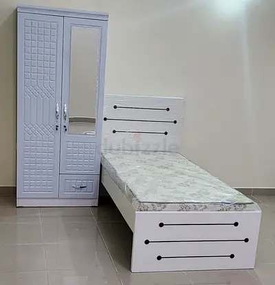 Brand New Single Bed with Mattress and Matching Wardrobe - White, Good