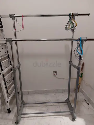 Extendible Portable Rolling Double Clothes Rack