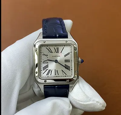 Cartier Santos womens Wristwatch with Blue Leather Strap