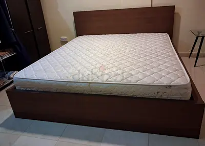 KING SIZE wooden bed frame with mattress