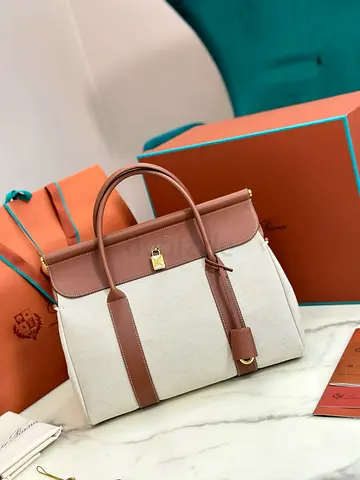 Loro Piana Loom L32 Bag in Canvas with Caramel Leather