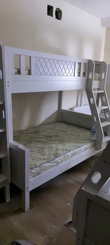 Classifieds White Wooden Bunk Bed Sturdy Kids Double Bed with Ladder — free download