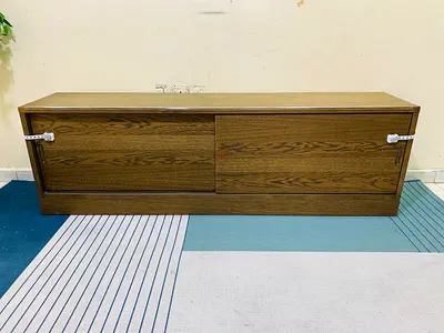 Low Wooden TV Cabinet / Media Console - Sliding Doors