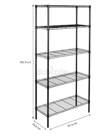 Heavy Duty 5-Tier Metal Storage Shelf Rack - 182.9cm High