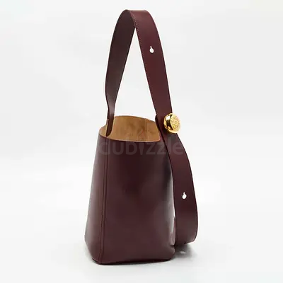 Loewe Pebble Medium Burgundy Leather Bucket Bag