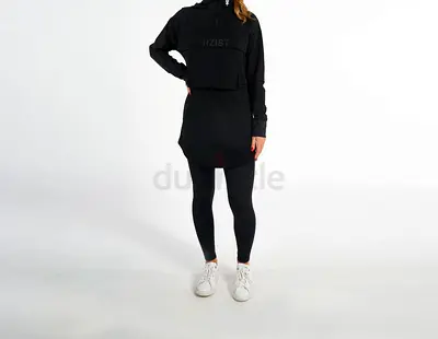 Black 2in 1 crop top/ sporty tunic hoodie - womens activewear set