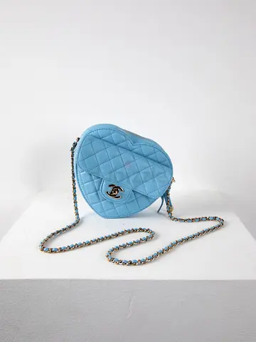 Chanel Light Blue Heart Bag in Large Size