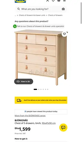 IKEA BJORKSANS Chest of 5-drawer