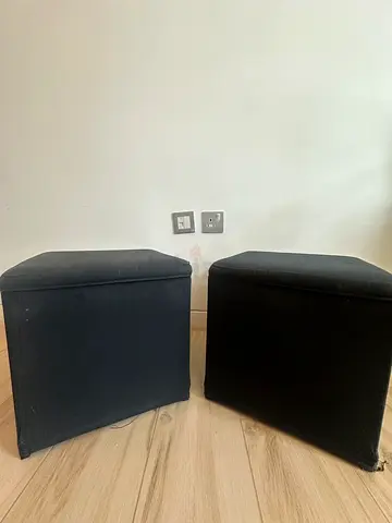 Set of Two Black IKEA Bonsas Ottoman Seating Cubes with Storage