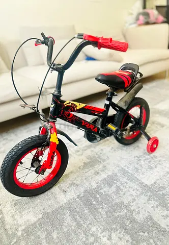 Pink Kids 12-inch Bicycle with Training Wheels and Front Basket