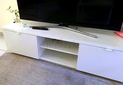 White High-Gloss TV Entertainment Unit with Storage