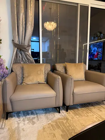 Light brown two-seater and three-seater sofa set — good condition