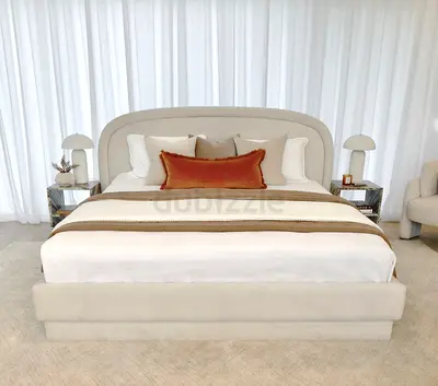 Modern Upholstered Bed Frame with Arched Headboard