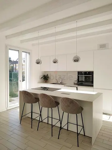 Modern white kitchen island