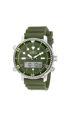 Invicta Mens Green Hybrid Analog-Digital Watch with Silicone Strap