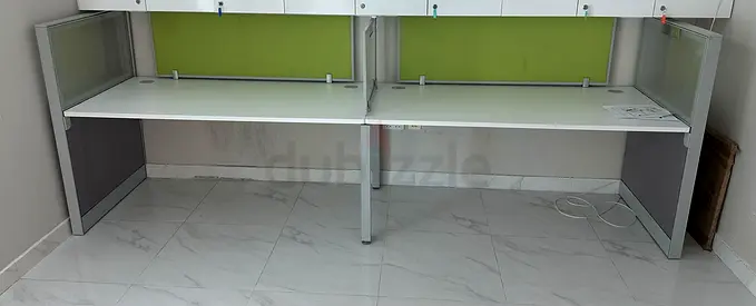 Used 2-Seat Office Workstation Desk with Divider Panels