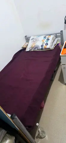 Single metal frame bed with mattress - used, good condition
