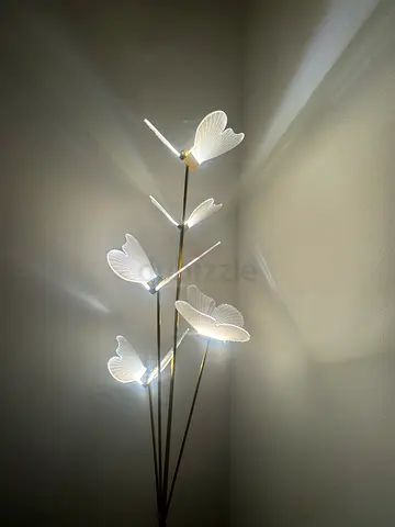 Decorative Butterfly Floor Lamp - Brass with LED Lights