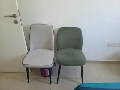 Set of 2 Dining/Accent Chairs - Grey and Sage, Good Used Condition