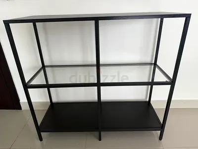 Metal and Glass 3-Tier Open Shelf Unit (Black) - Excellent Condition