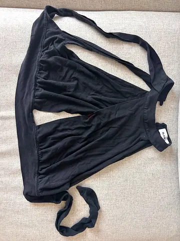 Black halter crop top with tie-back