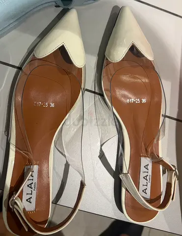 Alaïa white patent leather slingback flats, EU 36