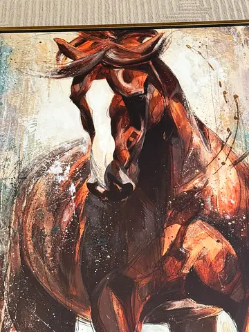 Framed Abstract Horse Painting - Large Wall Art - 180 H x 90 W