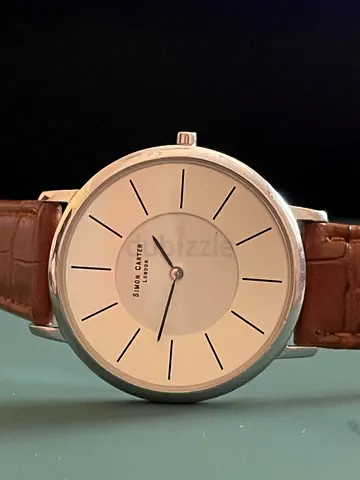 Simon Carter London Minimalist Mens Watch with Brown Leather Strap