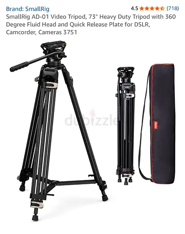 SmallRig AD-01 73 Heavy Duty Video Tripod with Fluid Head  Carry Bag