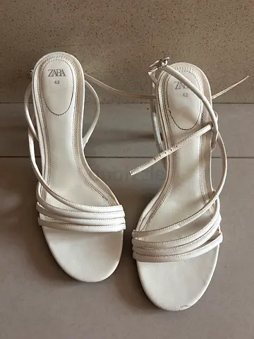White Zara Strappy Heeled Sandals - Size 42