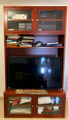 Solid wood TV unit (122x51x216 cm)