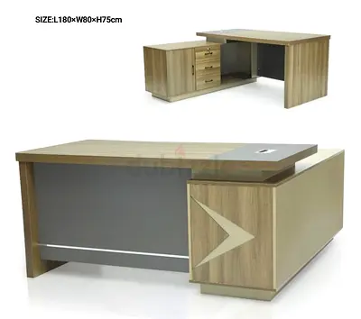 Executive L-shaped Office Desk with Storage Unit - 180x80x75cm