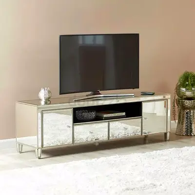 Mirrored Glass TV Console / Entertainment Unit - Modern