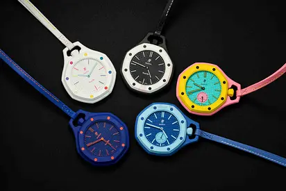 Assorted Colorful Silicone Pendant Pocket Watches — Set of 9