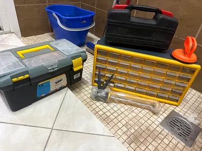 Assorted Tool Boxes and Hardware Storage Organizers