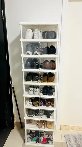 White Stackable Clear Front Shoe Storage Tower - 10 Compartments