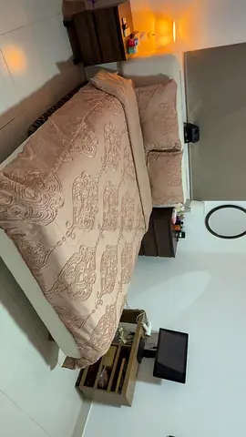 Queen bed with mattress and bedside tables - good condition