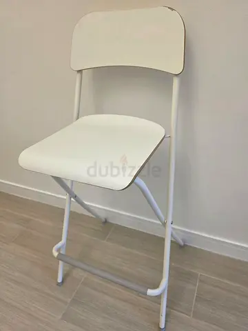 Single Folding White Bar Stool with Backrest