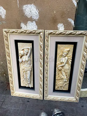 Water Maidens: Seine wall frieze features a cream-colored