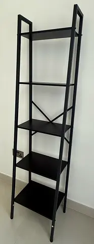 Tall Black Ladder-Style Shelf Unit - 5-Tier