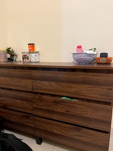 Wooden 6-Drawer Dresser / Chest - Walnut Finish and Tv console