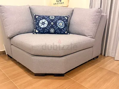 Light grey corner sofa section - single chaise piece - Crate and Barrel