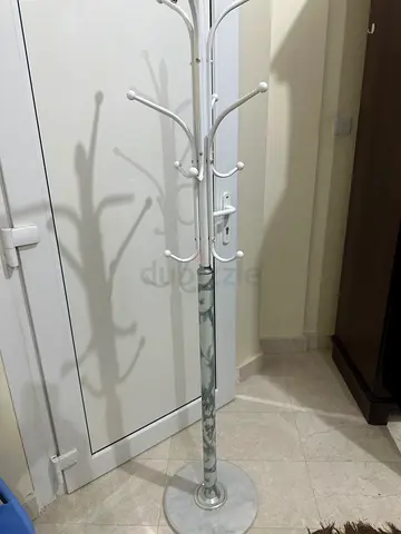 Modern White Coat Rack with Marble Base