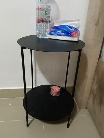 Simple Black 2-Tier Round Side Table