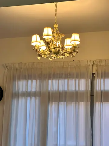 2 Elegant 5-Arm vintage Chandelier with Fabric Shades with dimmable bulbs