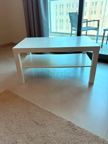 Simple White Coffee Table with Lower Shelf - Good Condition