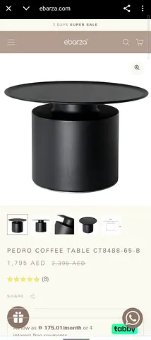 Pedro Black Aluminum Coffee Table