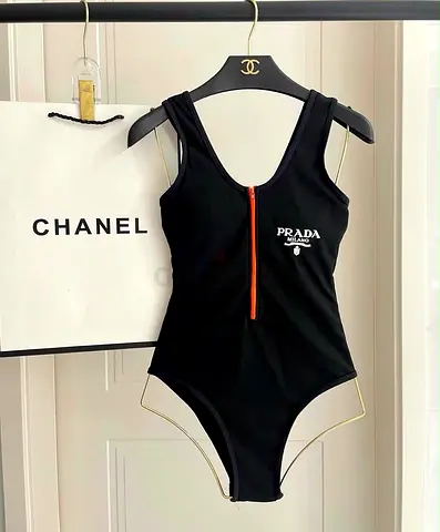 Prada Black Milano One-Piece Swimsuit with Front Zip