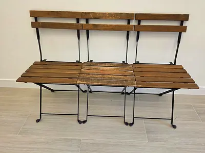 Folding Wood and Metal Slat Chairs Set